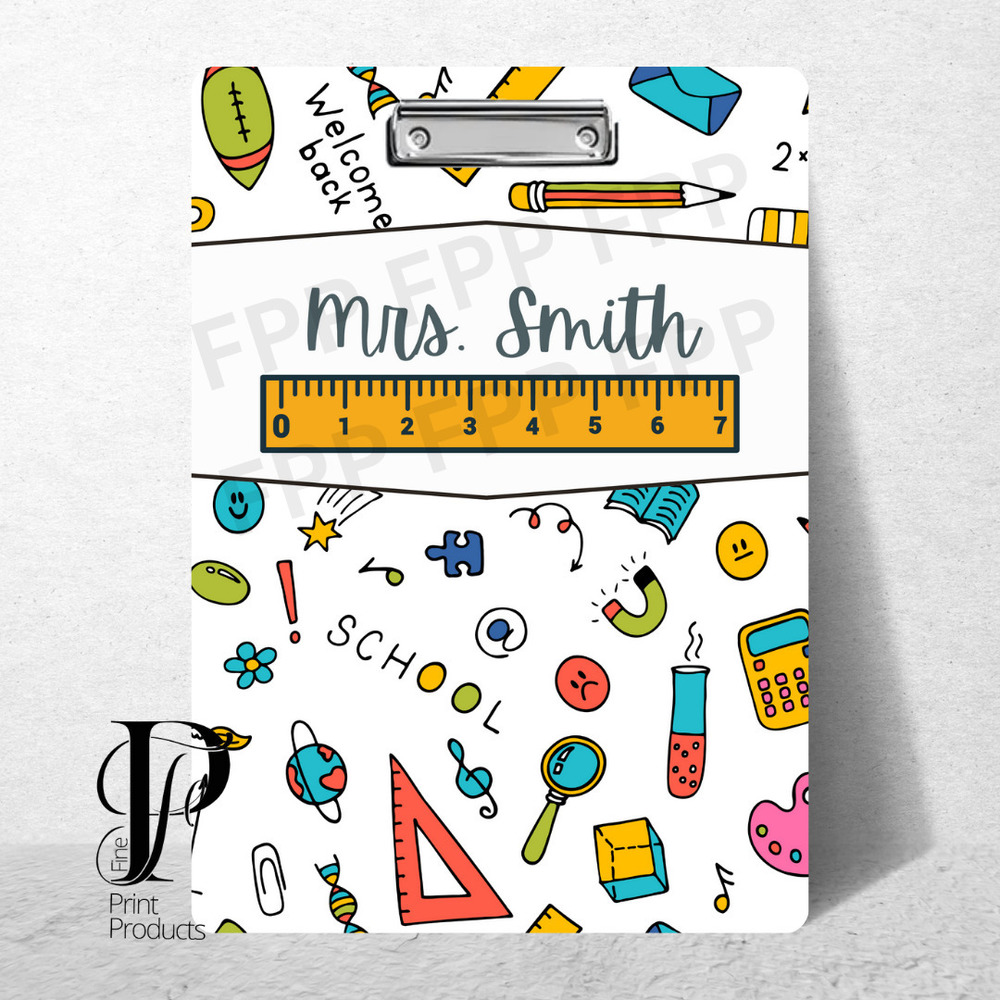 Cute Teacher Ruler Clipboard Colorful Custom Personalized With Your Name